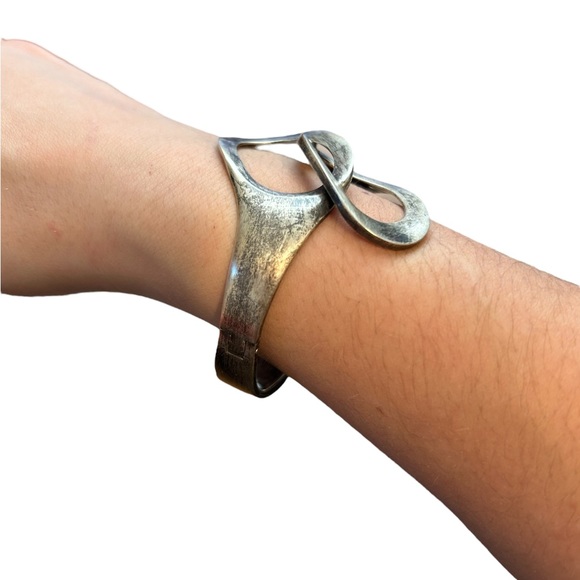 Alicia Plata Joyeria Mexico 950 Silver Hinged Cuff Bracelet TO-40 Modern Design - Picture 3 of 11